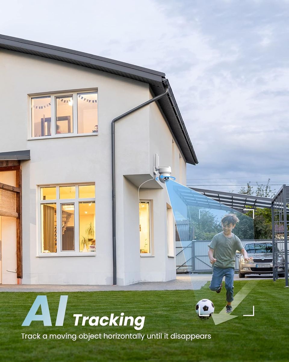 TOAIOHO Überwachungskamera Aussen - Kamera Überwachung Aussen Wlan IP Kamera Outdoor Kabel Außenkamera WiFi PTZ Outdoor Camera Dome Homekit Aussen kamera Videoüberwachung Kamera mit Farbige Nachtsicht IP66 Weiß