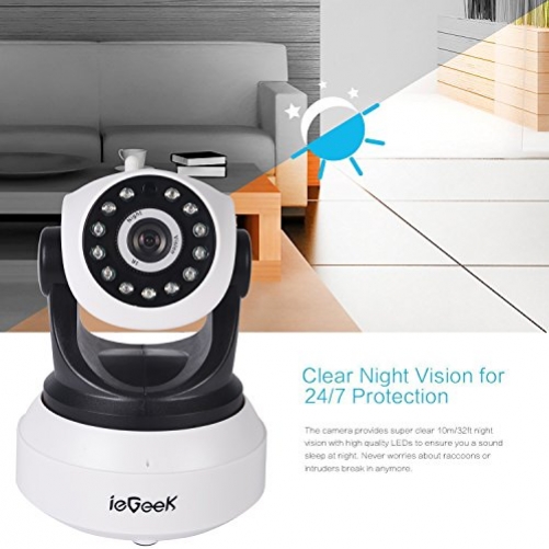 [Updated Version] IP Camera, ieGeek 720P HD WiFi IP Cam Surveillance Security System Video Recording Sonic Recognition P2P Pan Tilt Remote Motion Detect Alert With Two-Way Audio Support 64GB Micro SD