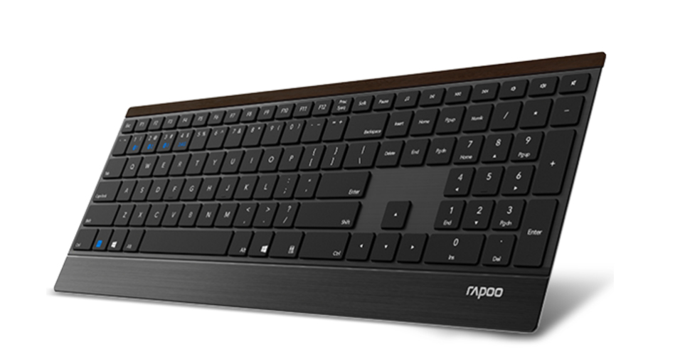 Rapoo E9500M kabellose Ultraflache Multi-Mode Bluetooth Tastatur DE-Layout