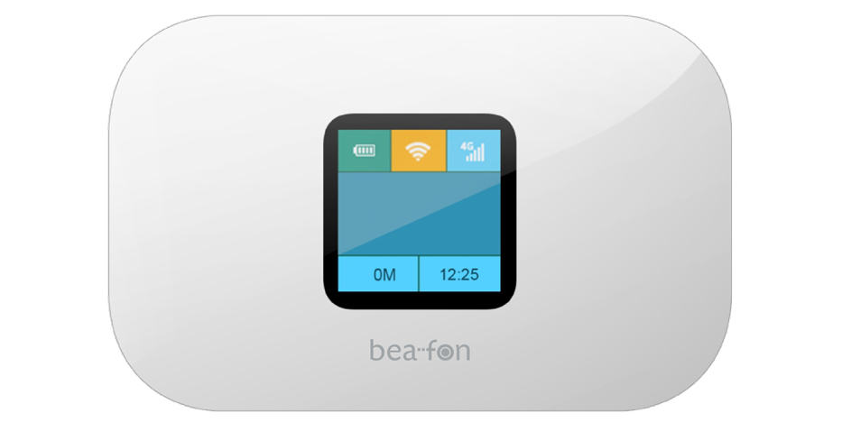 Beafon MR1-W Mobiler 4G LTE Router Cat4, 150 Mbit/s, SIM‑Slot, Akku 2050 mAh, Weiß
