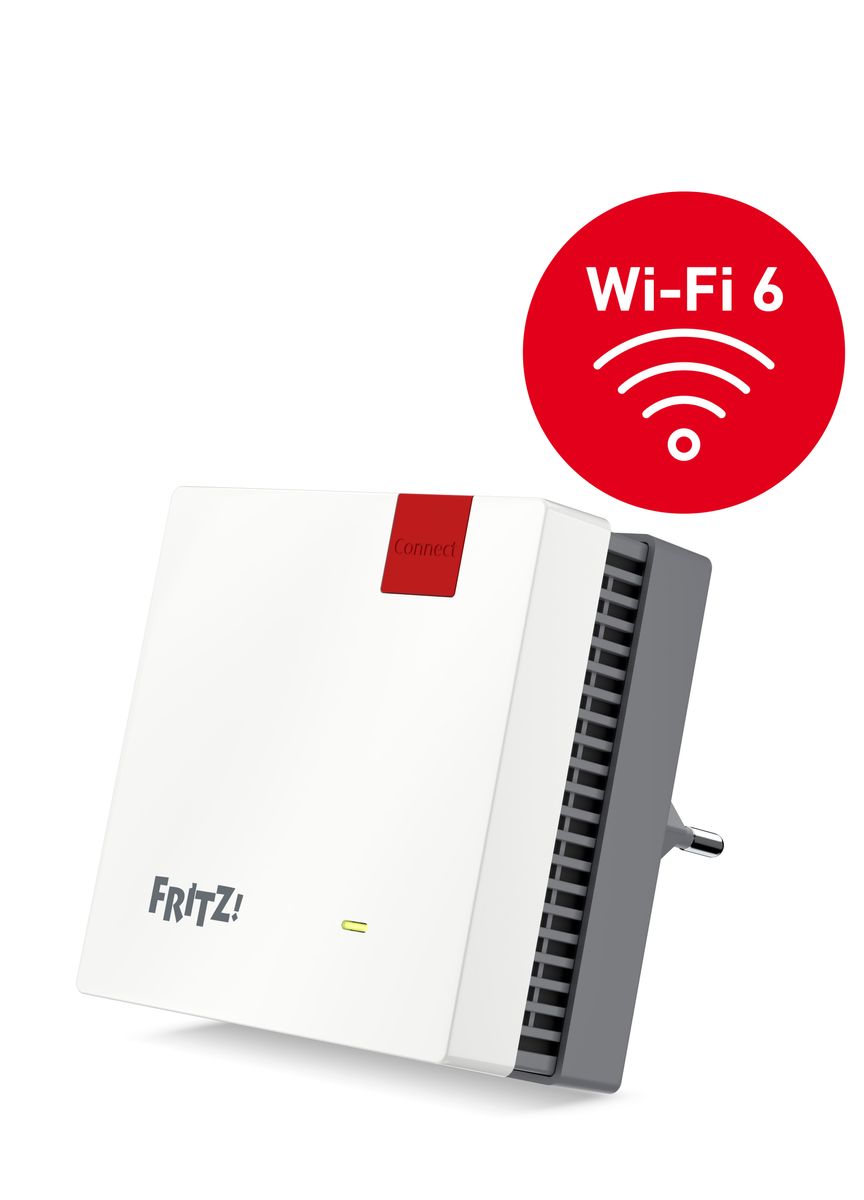 AVM FRITZ!Repeater 1200 AX International Wi-Fi 6 Mesh Repeater bis zu 2.400 MBit/s 5 GHz & bis zu 600 MBit/s 2,4 GHz WLAN-Access Point WPS internationale Single
