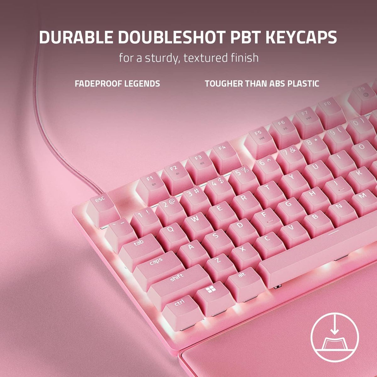 Razer Huntsman V2 TKL Gaming Keyboard Optical Red Switches Chroma RGB Quartz Pink US-Layout ISO