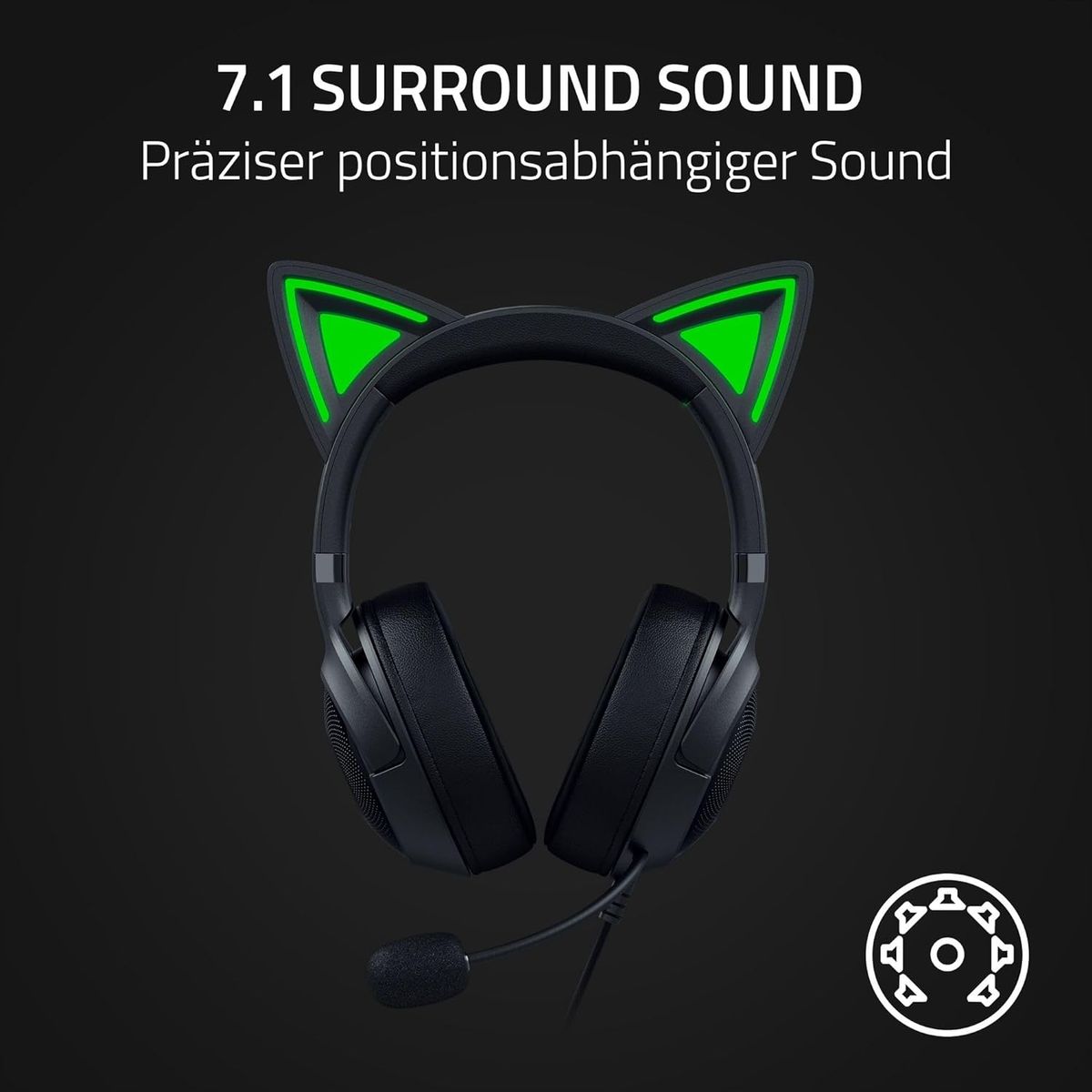 Razer Kraken Kitty V2 Gaming Headset USB Virtual 7.1 Surround-Sound for PC Black
