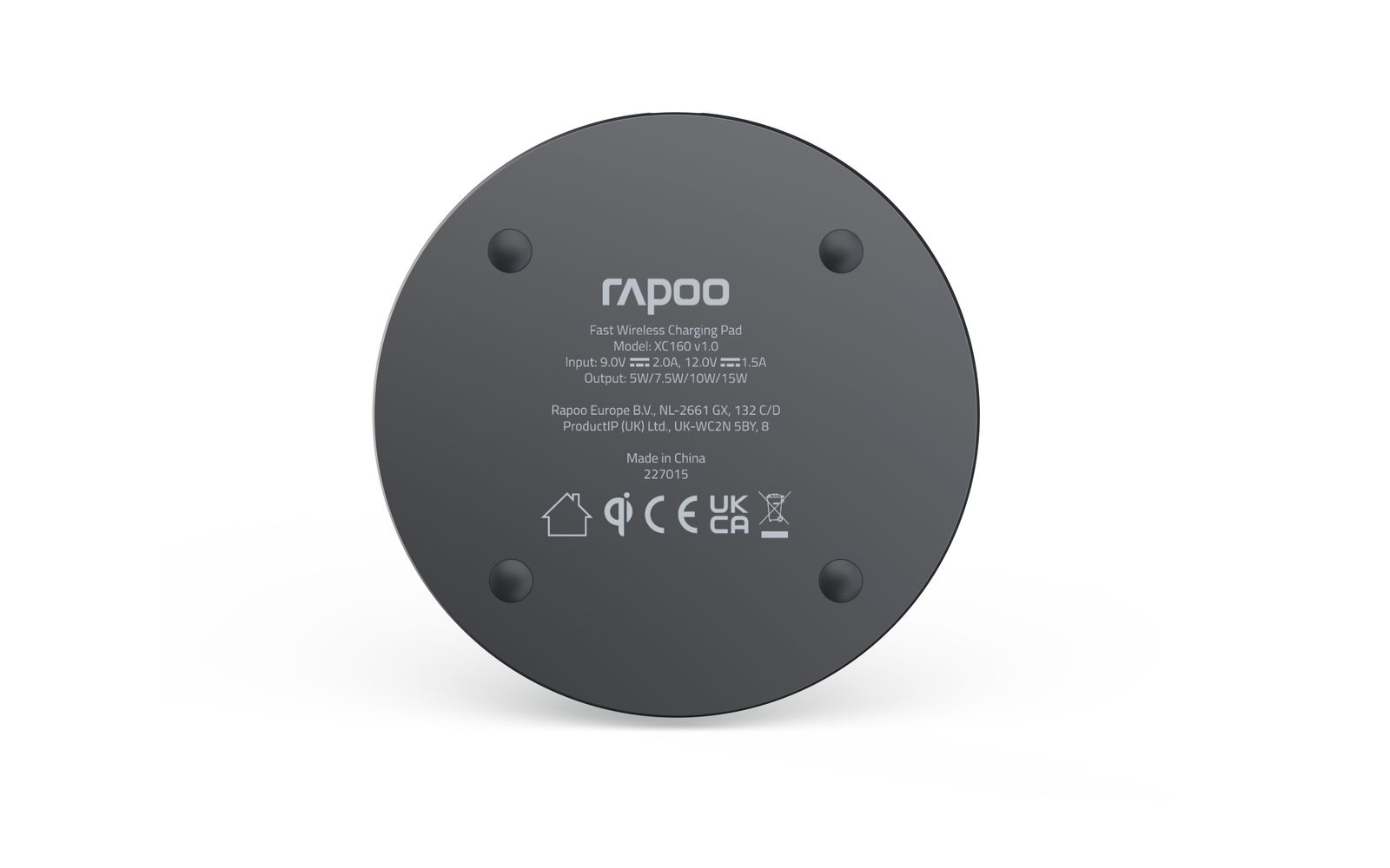 Rapoo XC160 Smartphone Schwarz USB Kabelloses Aufladen Schnellladung Drinnen