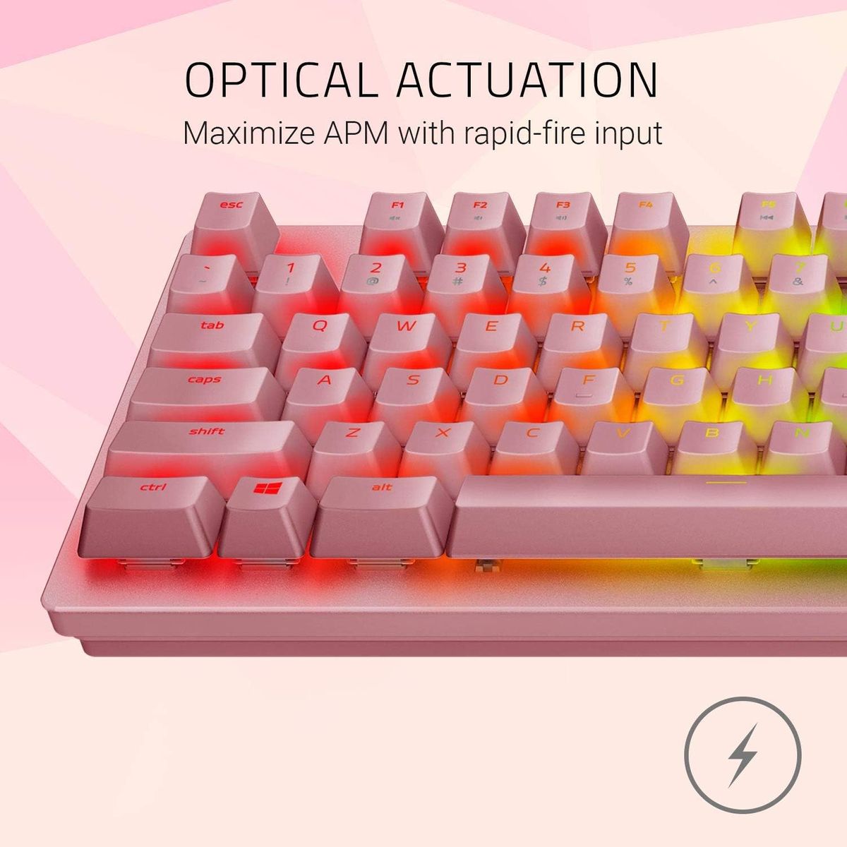 Razer Huntsman V2 TKL Gaming Keyboard Optical Red Switches Chroma RGB Quartz Pink US-Layout ISO