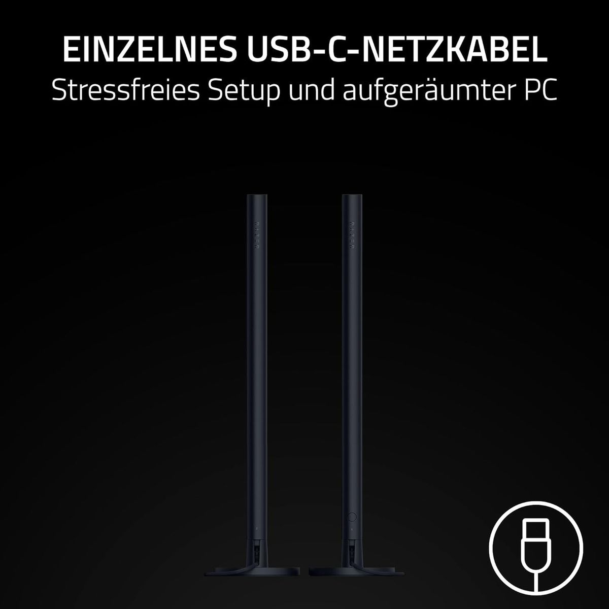 Razer Aether Standing Light Bars - RGB LED-Lichtleisten für Gamer mit USB-C Anschluss (40cm x 3,2cm, Chroma RGB, Kompatible mit Matter, Google und Alexa, Individuell einstellbar) Schwarz