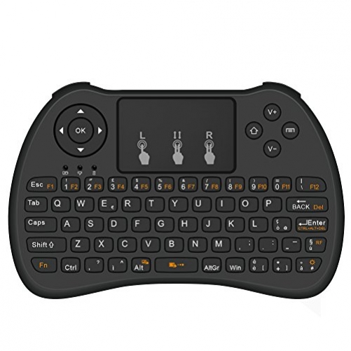 AERB Kabellose 2.4 GHz Mini-Tastatur mit Touchpad für PC Pad Xbox 360 PS3 Google Android TV Box HTPC/IPTV u2013 Schwarz
