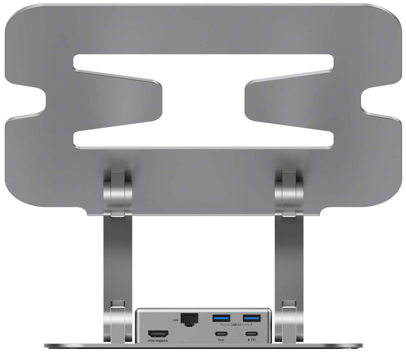 Rapoo UCS-5001 Laptop-Ständer mit magnetisch Abnehmbarer Dockingstation (1x HDMI, 1x LAN/Ethernet, 2X USB-A, 1x USB-C) USB-C Hub im Aluminium Design PC & Mac - Silber