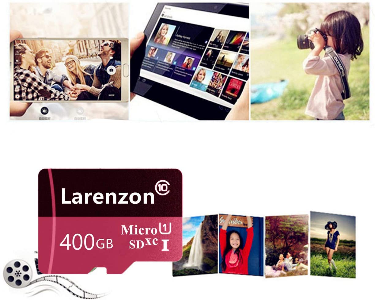 Larenzon Micro SD Card 400GB, microSDXC 400GB Class 10 Memory Card + SD Adapter