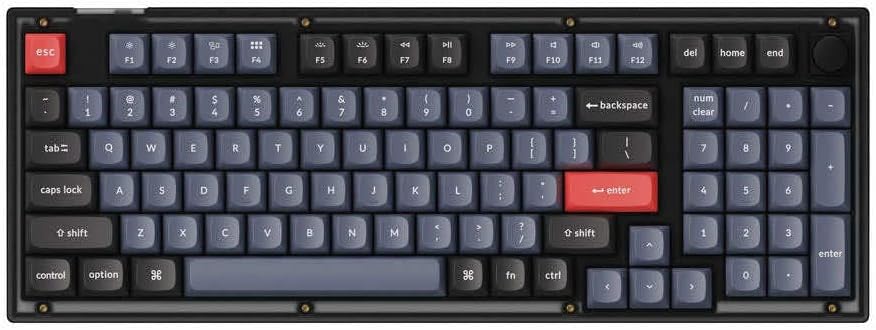 Keychron V5 QMK/VIA Mechanische Tastatur mit knob, Hot-Swappable, Custom Programmable Macro, 1000 Hz, K Pro Red Switch, Hintergrundbeleuchtung RGB, PBT Keycaps fu00fcr Mac Windows - (FRA Layout - AZERTY)