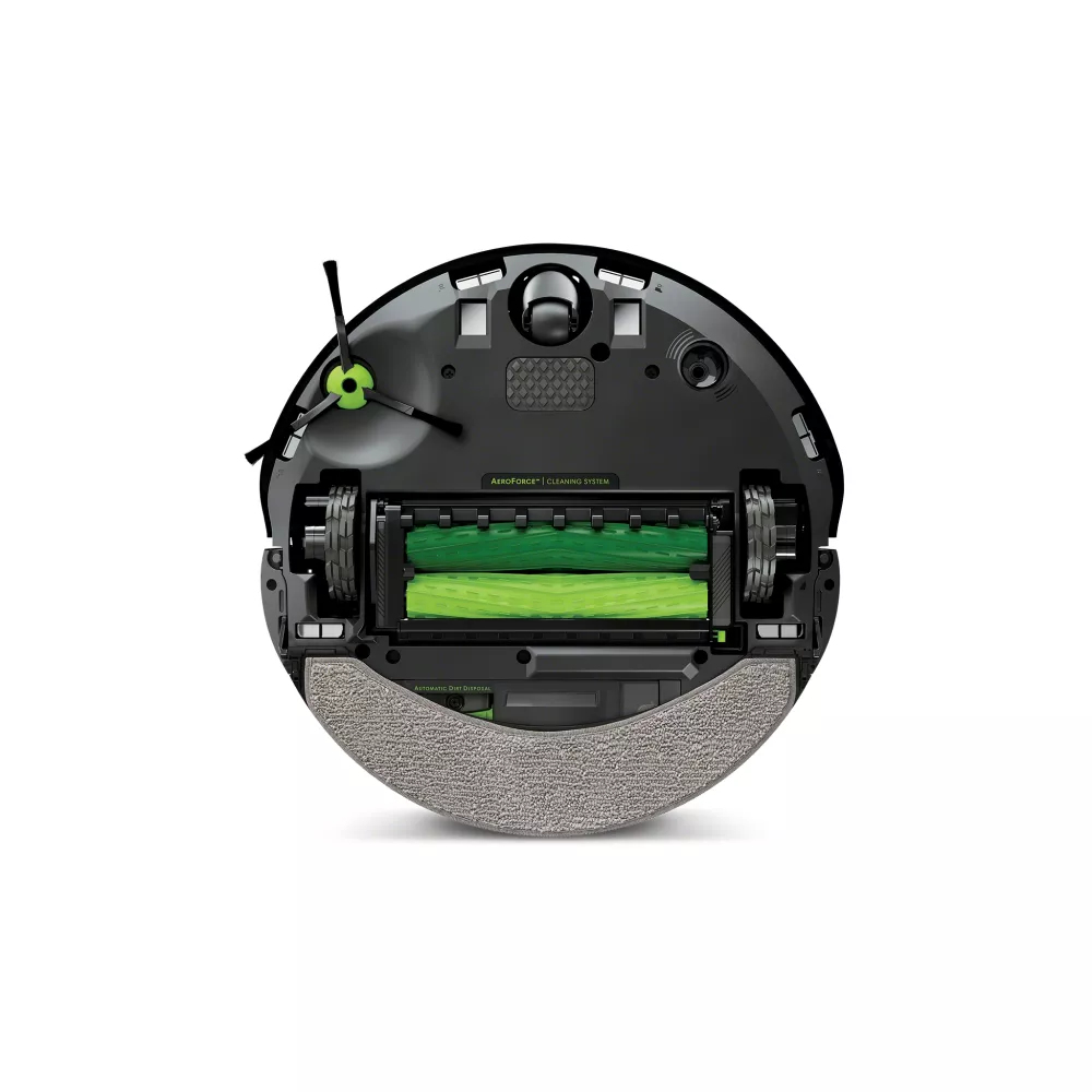 iRobot Roomba Combo j7 Roboter-Staubsauger mit Wischfunktion, Beutellos, vSLAM-Navigation, WLAN, Li-Ion Akku, Schwarz/Edelstahl