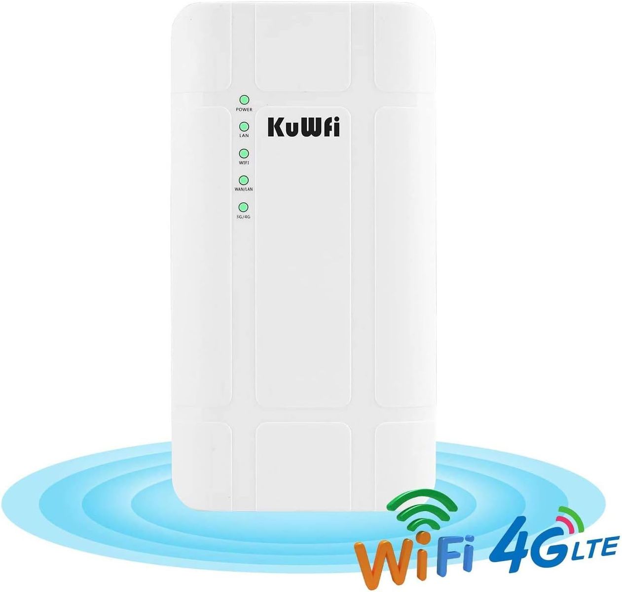 KuWFi 4G SIM Router, KuWFi 300 Mbps 4G LTE CPE Router mit POE Adapter Outdoor LTE Router CAT4 mit SIM Card Slot Wasserdicht WiFi Router für IP Kamera/Outside WiFi Coverage