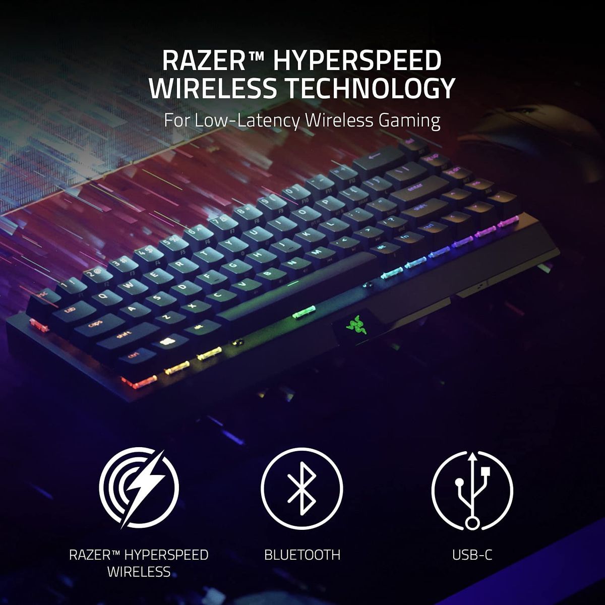 Razer BlackWidow V3 Mini Gaming Keyboard Dual Wireless Yellow Switches US-Layout ISO