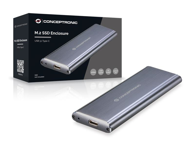 Conceptronic Festplattengehäuse M.2 SSD-Gehäuse USB 3.1 Type-C
