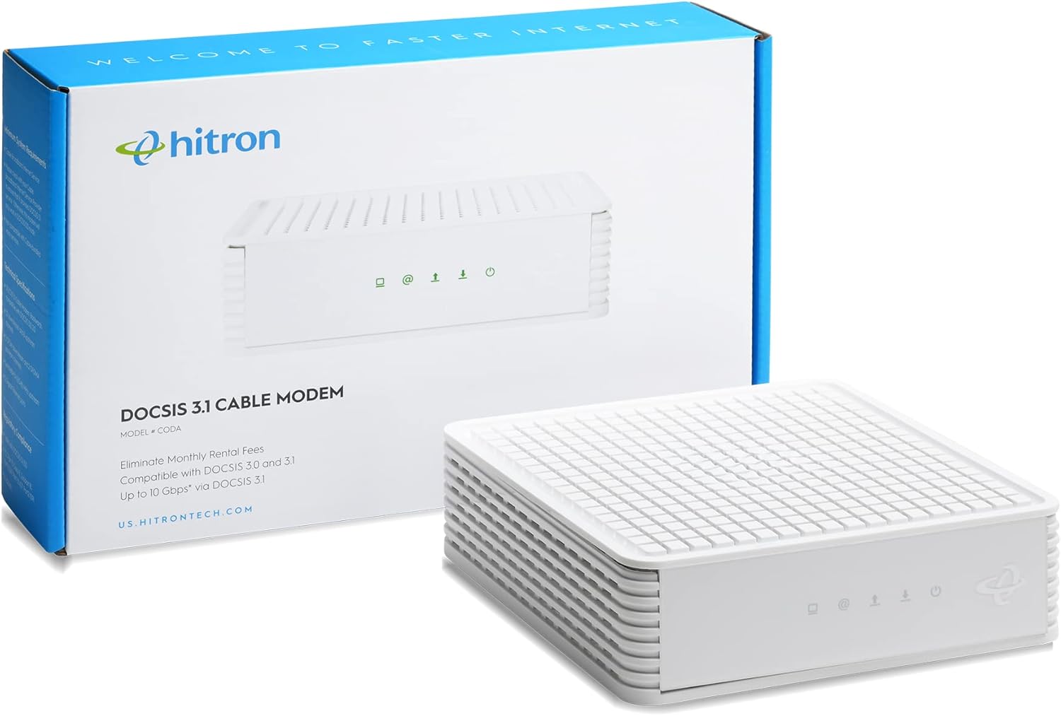 Hitron CODA DOCSIS 3.1 Kabelmodem, 2 x 1 Gbit/s, kompatibel mit Comcast Xfinity/Charter Spectrum/Cox, kein WLAN