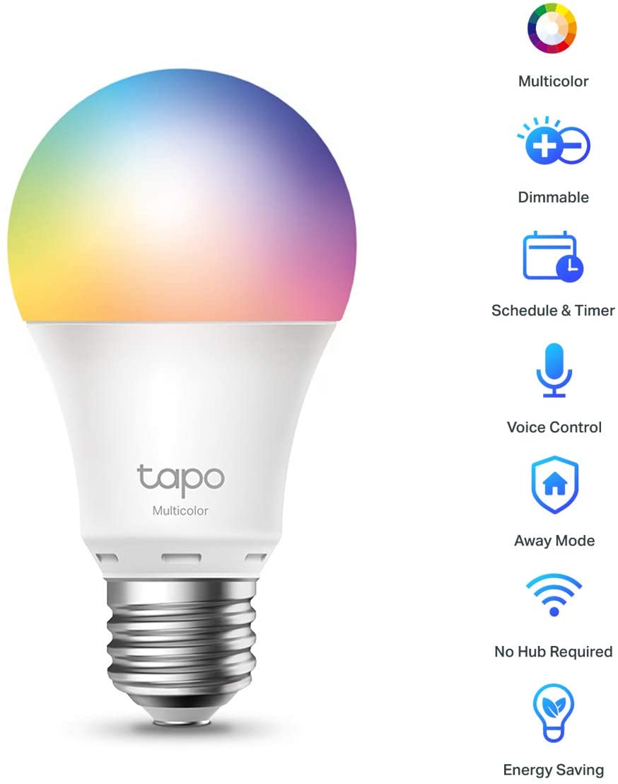TP-Link Tapo smarthome E27 light multi color bulb, compatible with alexa, google assistant, tapo app, energy saving, no hub needed (2 pack)