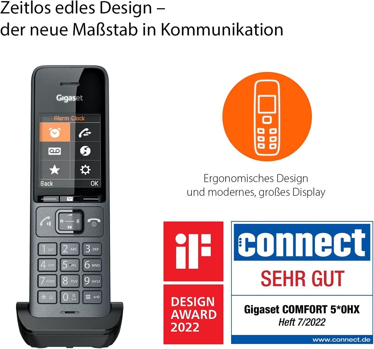 Gigaset Comfort 520HX Duo 2 DECT-Mobilteile Ladeschale Elegantes Schnurloses Telefon für Router & DECT-Basis -Fritzbox-kompatibel top Audioqualität Freisprechfunktion titan-schwarz Comfort 520HX DUO 2 Mobilteile Single