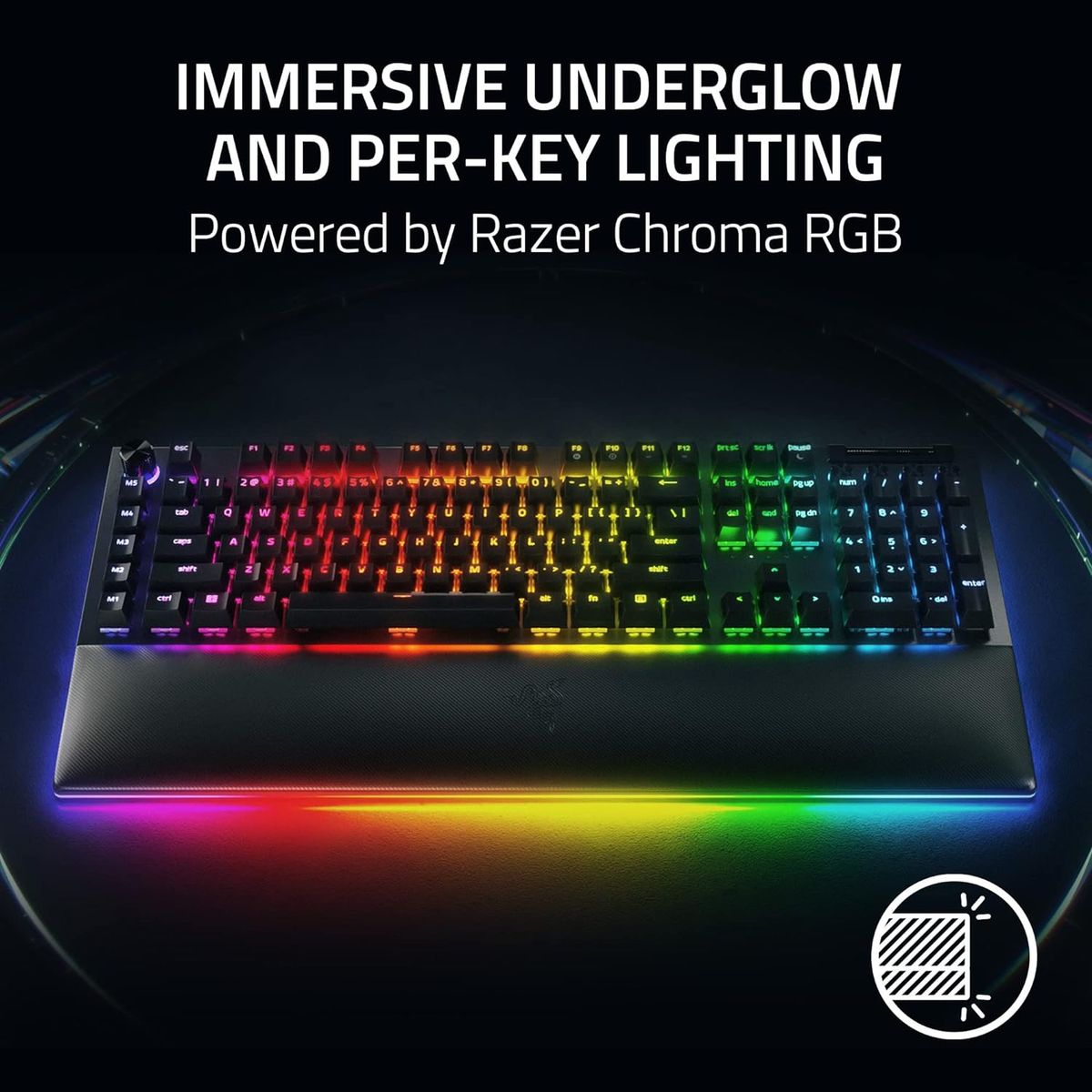 Razer BlackWidow V4 Pro Wired Mechanical Gaming Keyboard: Gelbe Schalter Linear & Silent - Doubleshot ABS Keycaps - Command Dial - Chroma RGB - Magnetische Handballenauflage - Snap Tap - (USA Layout - QWERTY)