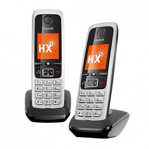 Gigaset C430HX Duo - DECT-Telefon -  IP Telefon Fritzbox kompatibel - Schnurlos Telefon - 2 Universal-Mobilteile mit TFT-Farbdisplay - VOIP schnurlos Telefone, schwarz-silber - Plug-Type C (EU)