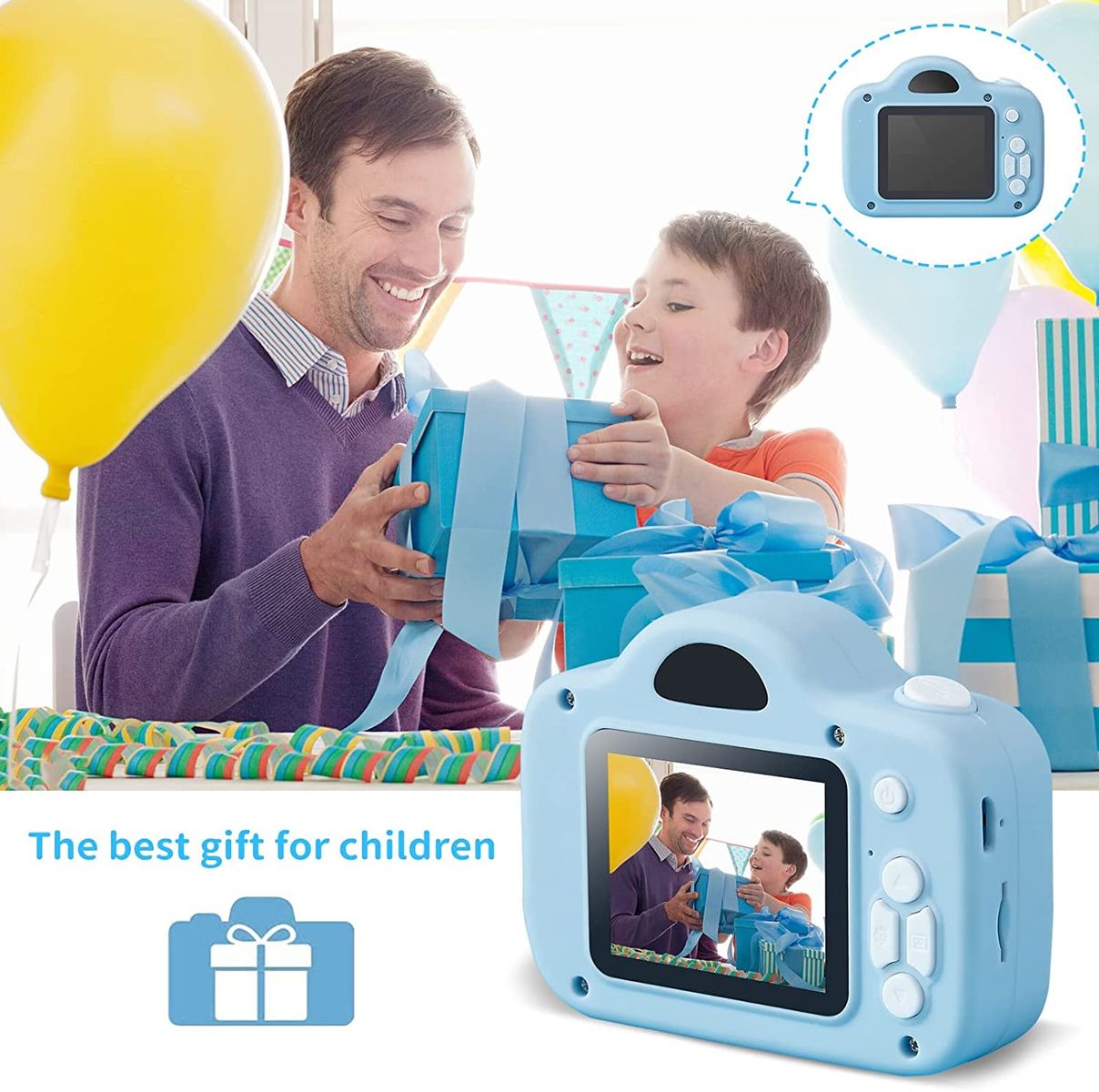 iPatio KinderKamera Digitalkamera Kinder Kamera für 3 bis 12 Jahre Alter Jungen und Mädchen Spielzeug Geschenke Fotoapparat Kinder mit 2,0 Zoll Bildschirm/HD 1080P/32GB SD-Karte (Blau)