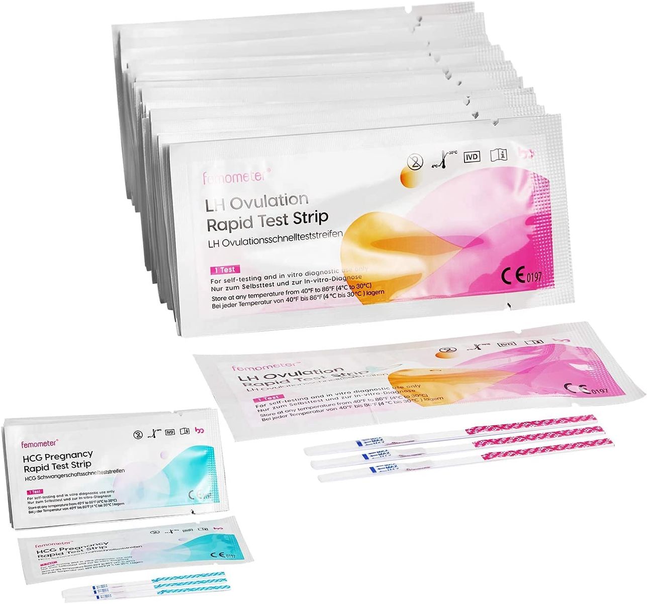Femometer 40 ovulation test + 10 pregnancy test 25 miu/ml optimal sensitivity (lh40&hcg10)