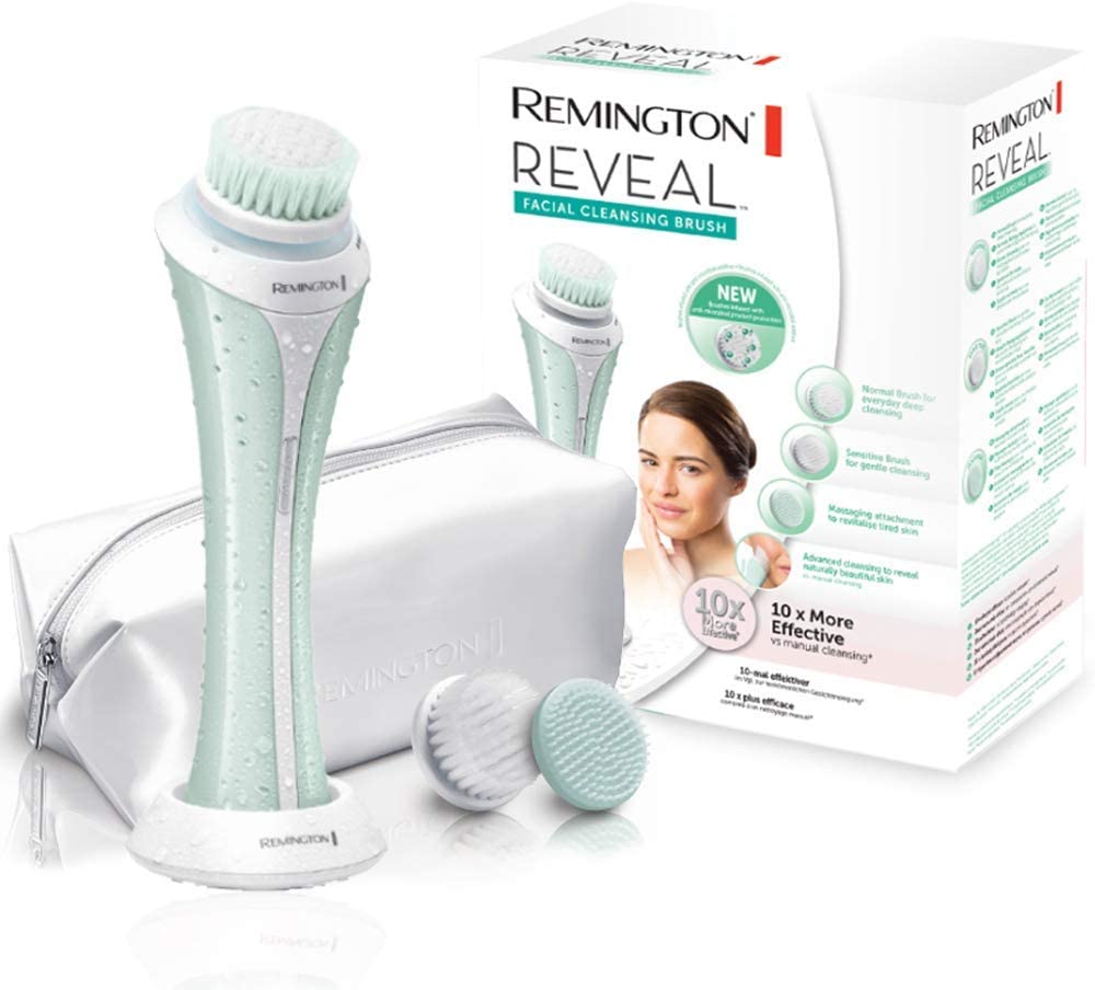 Remington facial cleansing brush REVEAL, dual action technology - vibrating and rotating, white/mint green