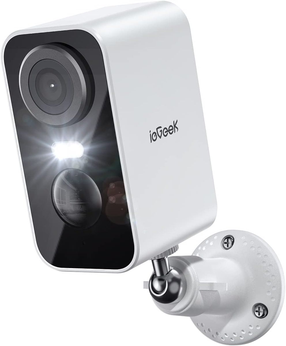 ieGeek 2K Überwachungskamera Aussen Akku Kabellose Überwachungskamera außen/innen mit farbige 10m Nachtsicht，PIR-Bewegungserkennung，Lange Zeit Standby，Cloud/SD Storage，IP65，2-Wege Audio，2,4 GHz KameraA