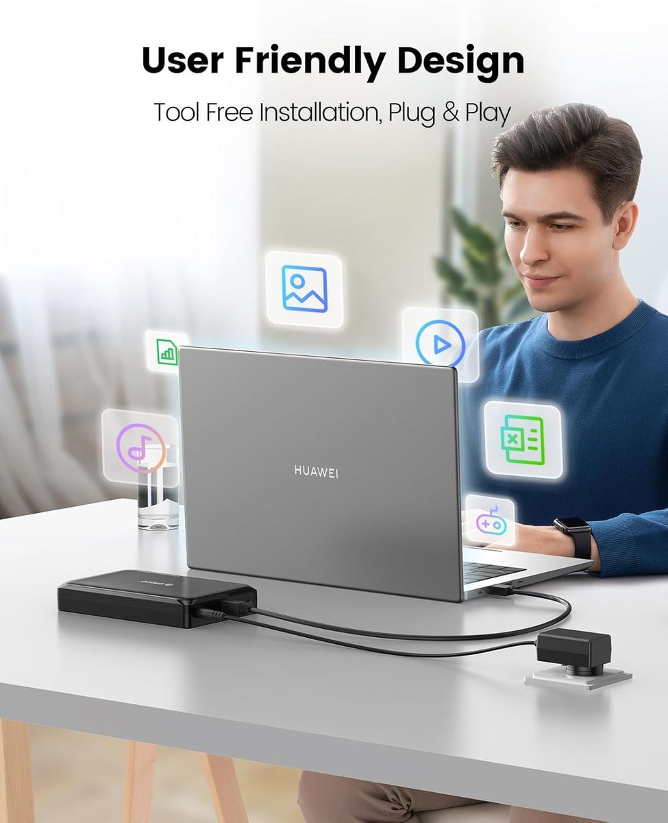 ORICO Festplattengehäuse 3,5 Zoll, USB 3.0 Werkzeugloses Externes Gehäuse für 3,5, 2,5 Zoll SATA HDD/SSD Maximal 20TB, Unterstützt UASP, mit 12 V/ 2A Netzteil, Kompatibel mit WD Seagate Toshiba. USB A