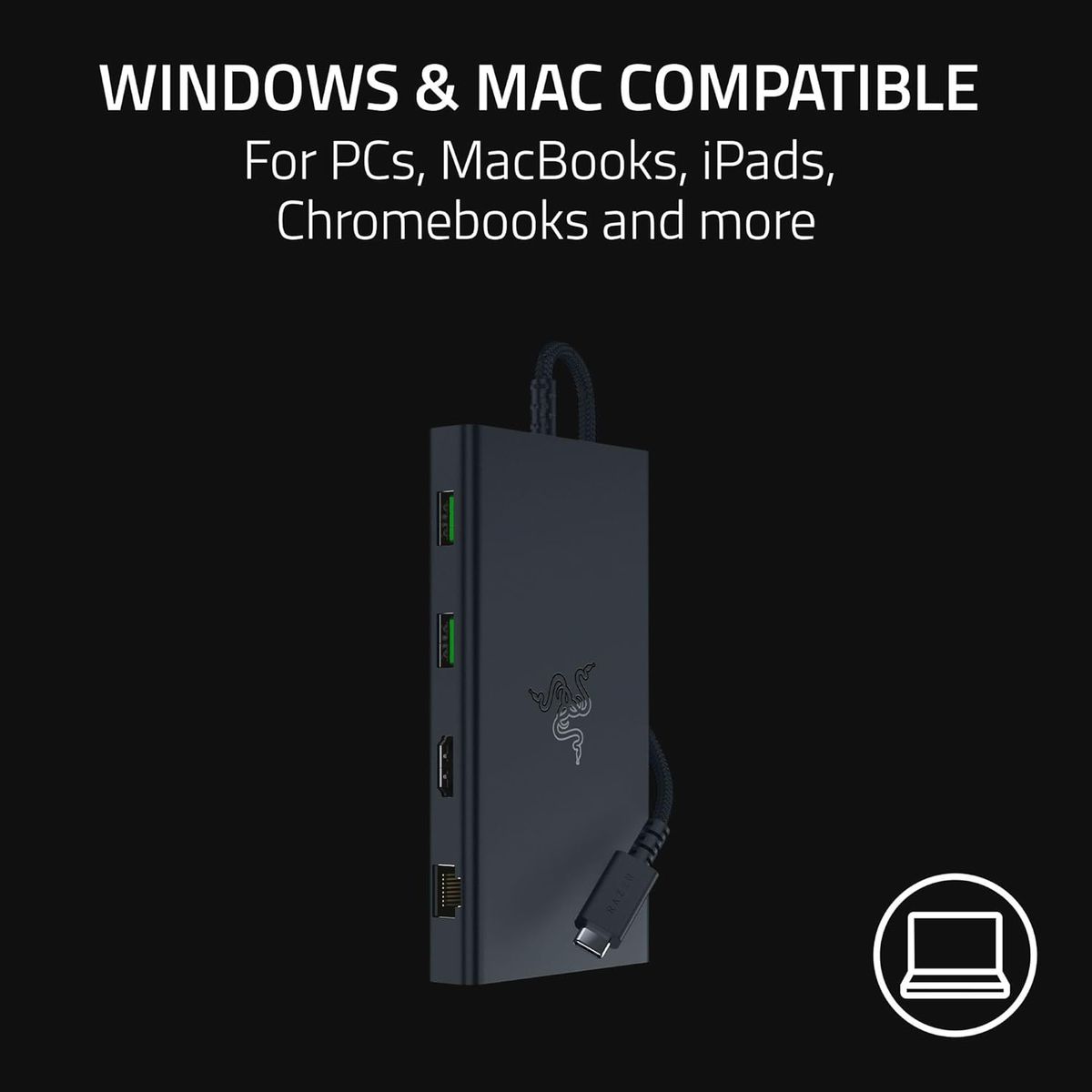 Razer USB C Dock 11-Port Reise Ladestation für Windows Mac Laptop iPad Surface Chromebook Galaxy Tab:Typ C, HDMI, Ethernet, MicroSD - 4K 60Hz Display - 85W Tablets + Mobile Fast Charge