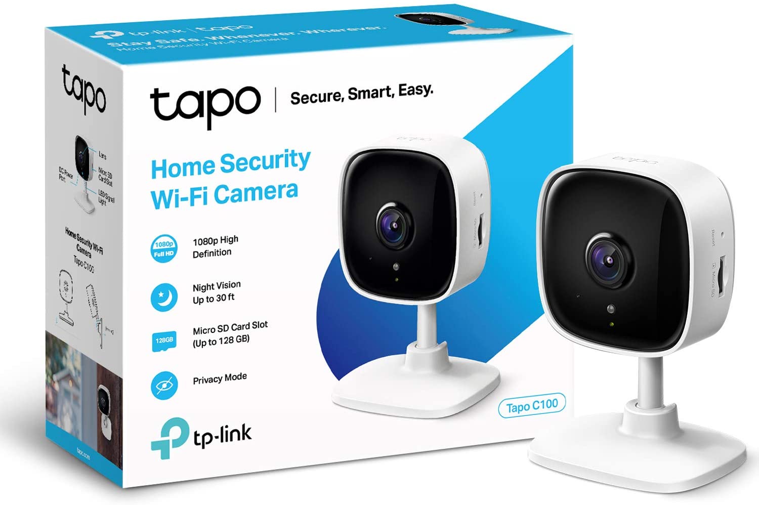 TP-Link Tapo C100 1080p Indoor Sicherheits WLAN Kamera für Alexa Google Home V1