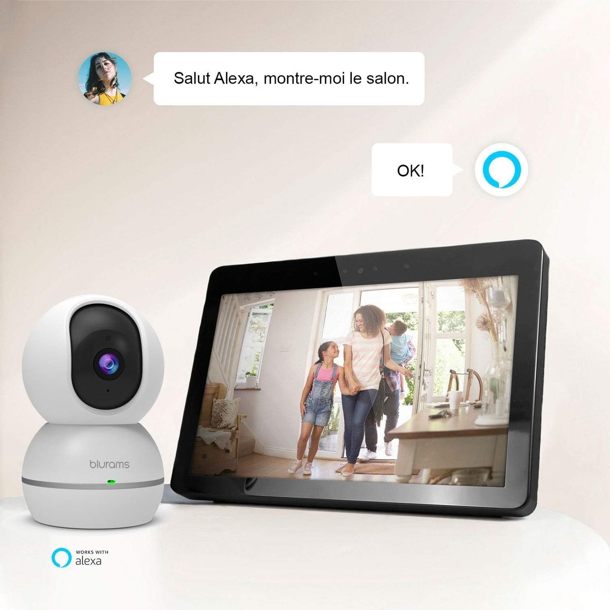 blurams - S15F – Dome-Kamera 1080P Snowman – motorisierte Innenkamera, kompatibel mit Alexa Amazon
