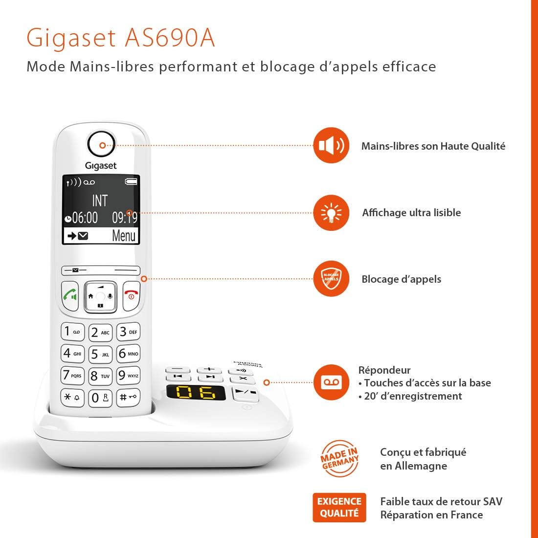 Gigaset AS690A Duo Analoges/DECT-Telefon Weiß Gigaset AS690A Duo Analoges/DECT-Telefon Weiß