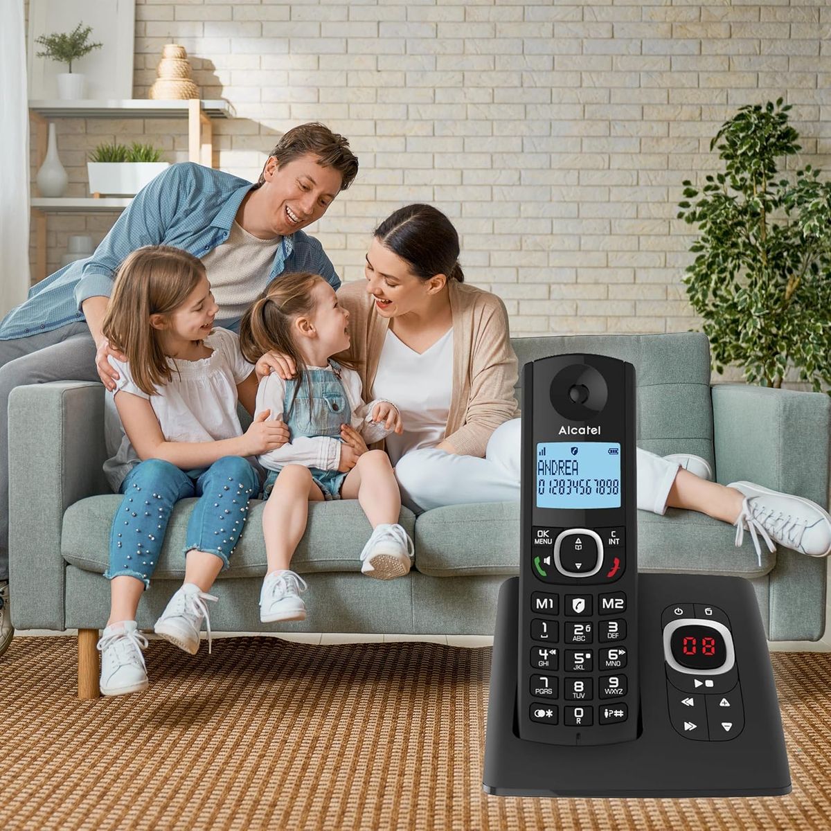 ALCATEL F530 Voice Duo - Schnurloses Festnetztelefon DECT mit Anrufbeantworter - Großes Display - Freisprechfunktion - Anrufblockierungsfunktion - 2 Direktwahltasten - 2 Mobilteile - Schwarz