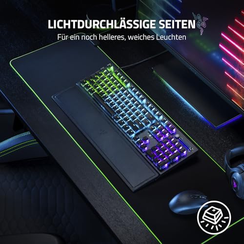 Razer Phantom Tastenkappen-Set, 128 Keycaps, ABS, hintergrundbeleuchtungskompatibel, Schwarz, für Razer Switches, UK/US