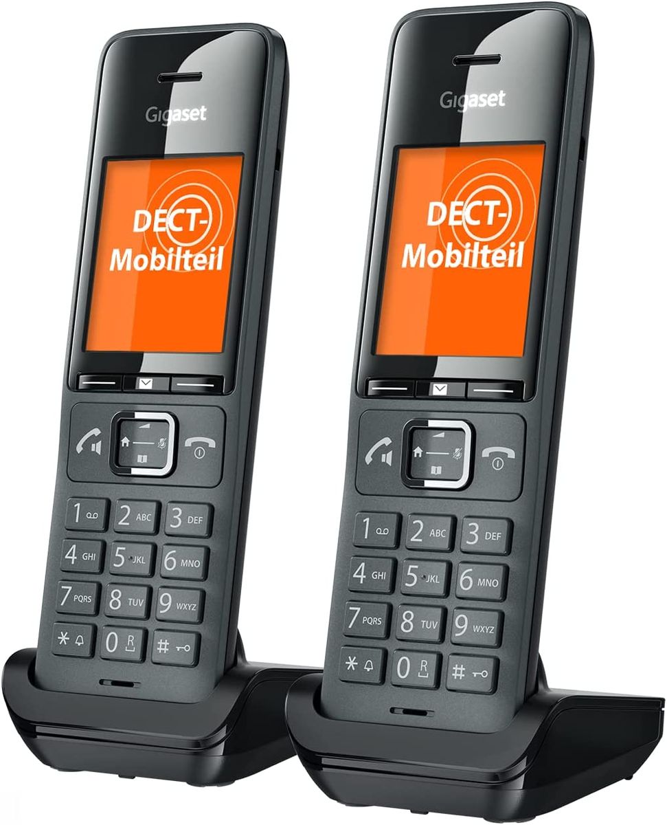 Gigaset Comfort 520HX Duo 2 DECT-Mobilteile Ladeschale Elegantes Schnurloses Telefon für Router & DECT-Basis -Fritzbox-kompatibel top Audioqualität Freisprechfunktion titan-schwarz Comfort 520HX DUO 2 Mobilteile Single