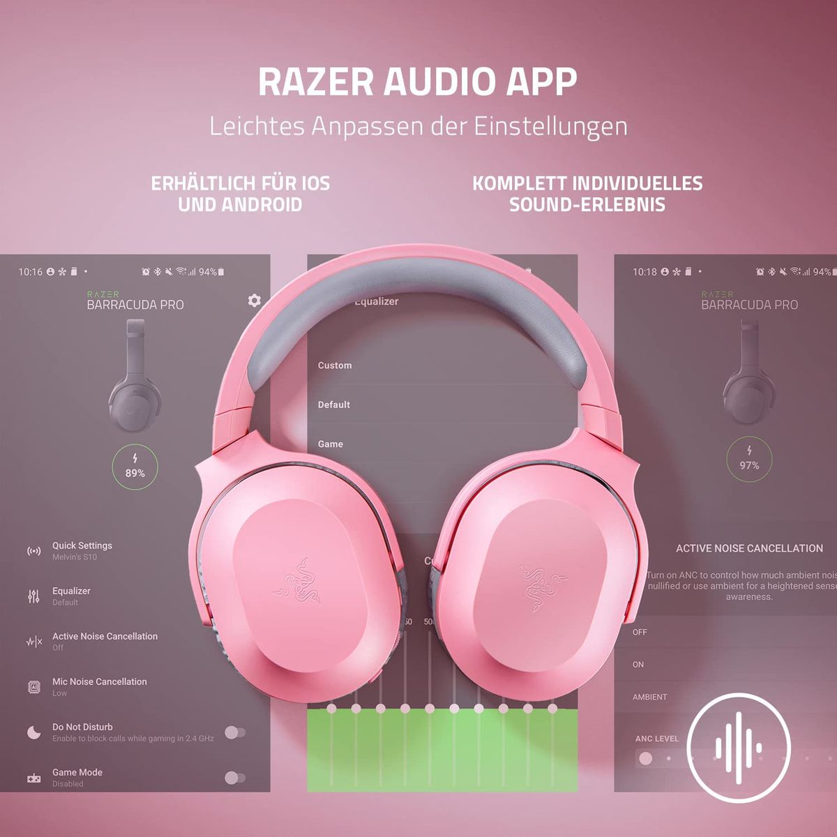 Razer Barracuda X Gaming & Mobile Headset Dual Wireless + 3.5mm Virtual 7.1 Surround-Sound Multi-Plattform Quartz