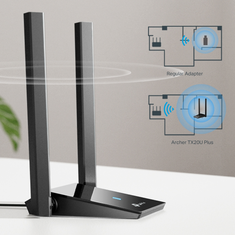 TP-Link Archer TX20U Plus WLAN Stick Für PC, WiFi 6 AX1800 Dual Band, USB 3.0, MU-MIMO, Antennen mit hoher Verstärkung, WPA3-Verschlüsselung, Kompatibel mit Windows 11/10, Schwarz, único Single WiFi 6 AX1800