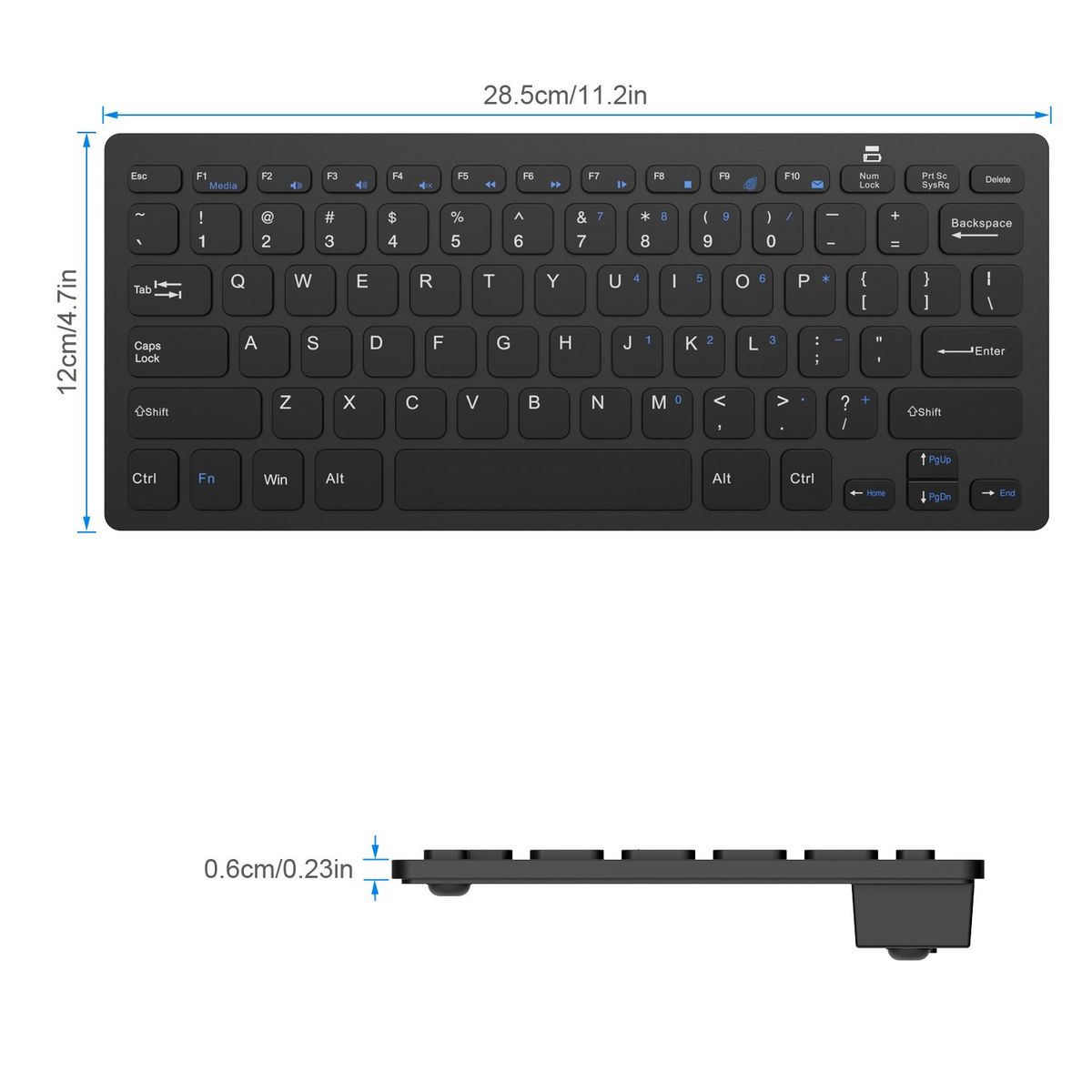 JETech 2160-KB-WIRELESS-BK Tastatur Bluetooth Schwarz US-Layout