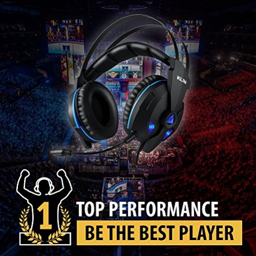 Klim Impact 7.1 Surround Sound USB Gaming Headset für PC schwarz blau