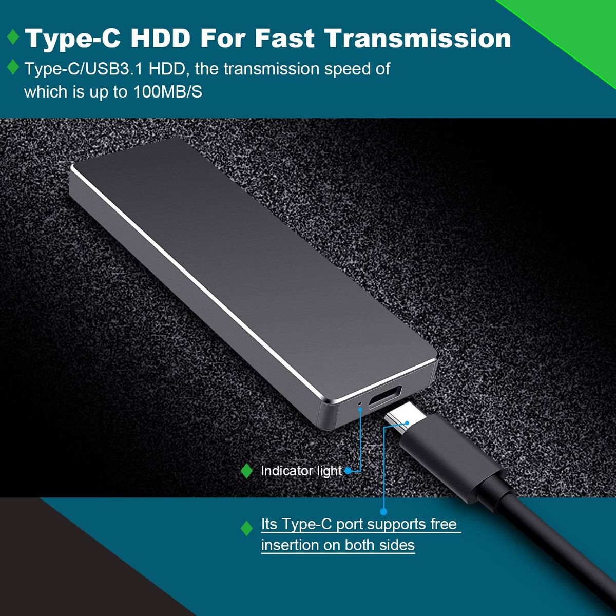 Wsgoo External Hard Drive USB 3.1 for Mac,PC,PS4,Xbox, Black