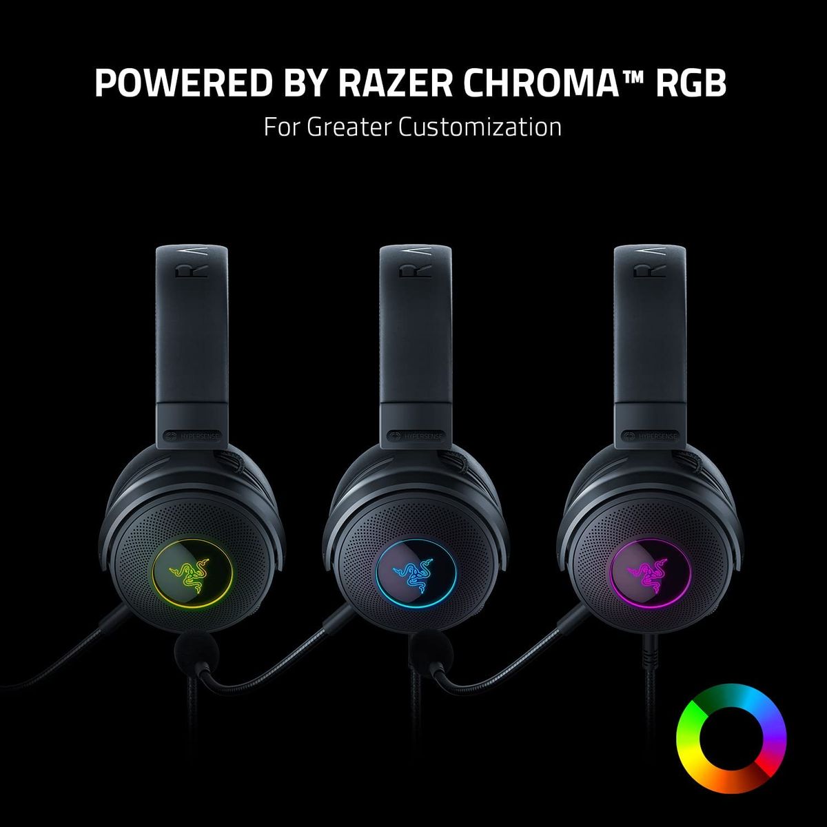 Razer Kraken V3 HyperSense Gaming Headset Virtual 7.1 Surround-Sound USB Chroma RGB for PC Mac PS Black