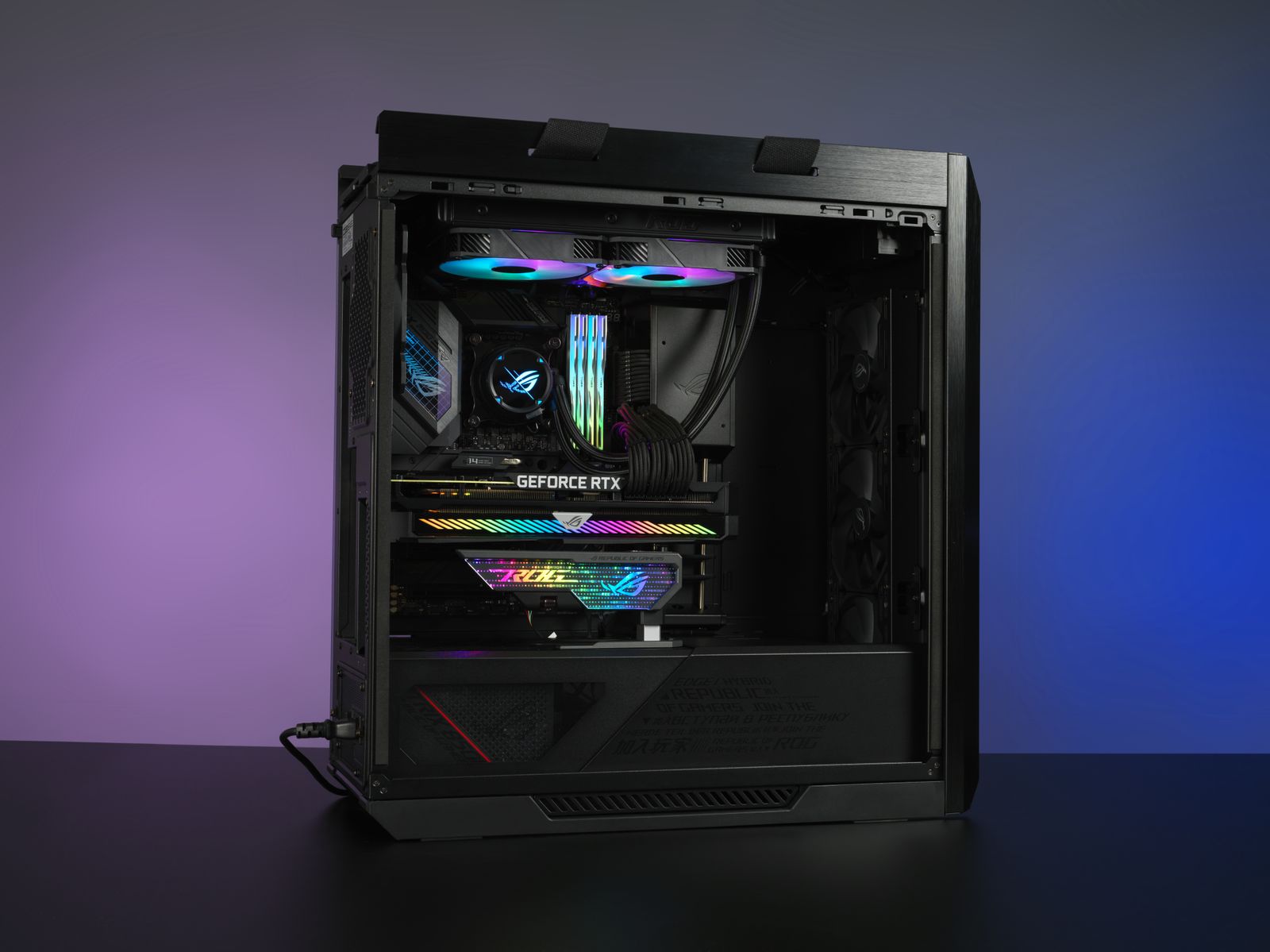 ASUS ROG Herculx Grafikkartenhalter, Universal, höhenverstellbar 72–128 mm, werkzeuglos, 3D-ARGB RGB, Thermoplast & Zink, Schwarz/Grau