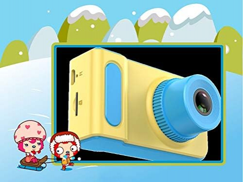 Minoni Kinderkamera, Digitale Kamera mit 8MP 1080P Bildschirm 2 Zoll Bildschirm 32G Speicherkartenband Kartenleser, Weihnachten Neujahr Geburtstag Festival Spielzeug Geschenk für Kinder Alter 3-12 (Blau & Ge