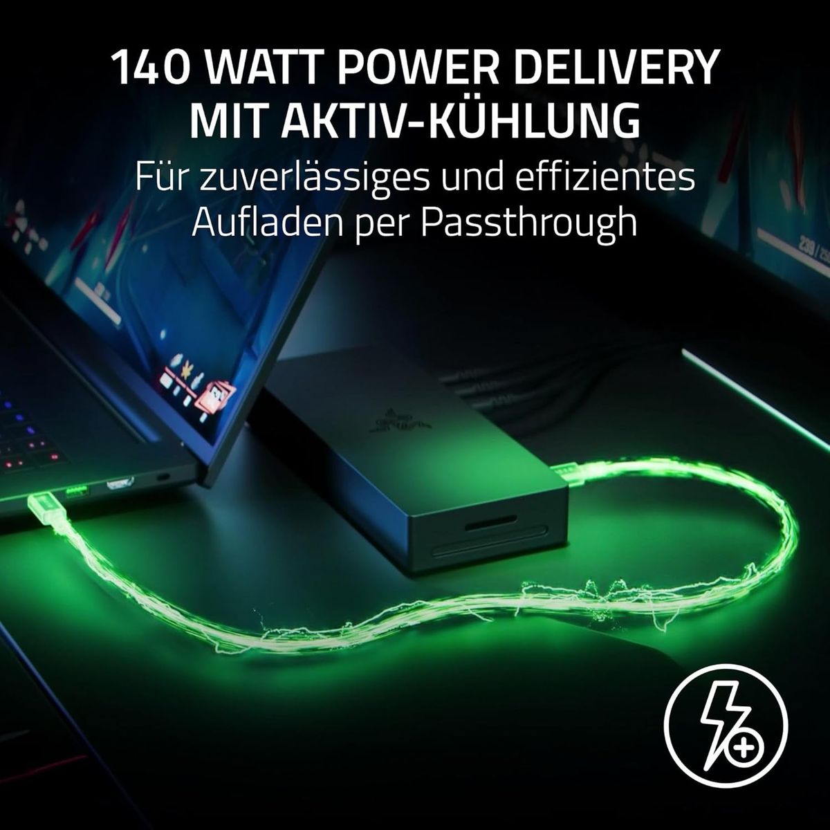 Razer RC21-02290100-R3EK Thunderbolt 5 Dock Chroma, 10 Anschlüsse & M.2-Slot, 3x 4K@144Hz oder 1x 8K@60Hz, Thunderbolt Share, 140W Passthrough, EU Stecker, Schwarz