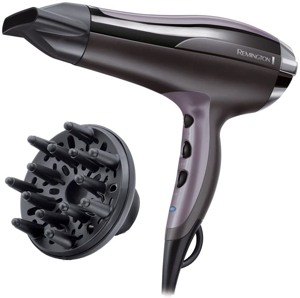 Remington Hair Dryer Ion Pro-Air Turbo (2400W, light weight, ceramic tourmaline ring for even heat distribution, 3 heat and 2 separate blower settings, styling nozzle + diffuser) Ion Hair Dryer D5220