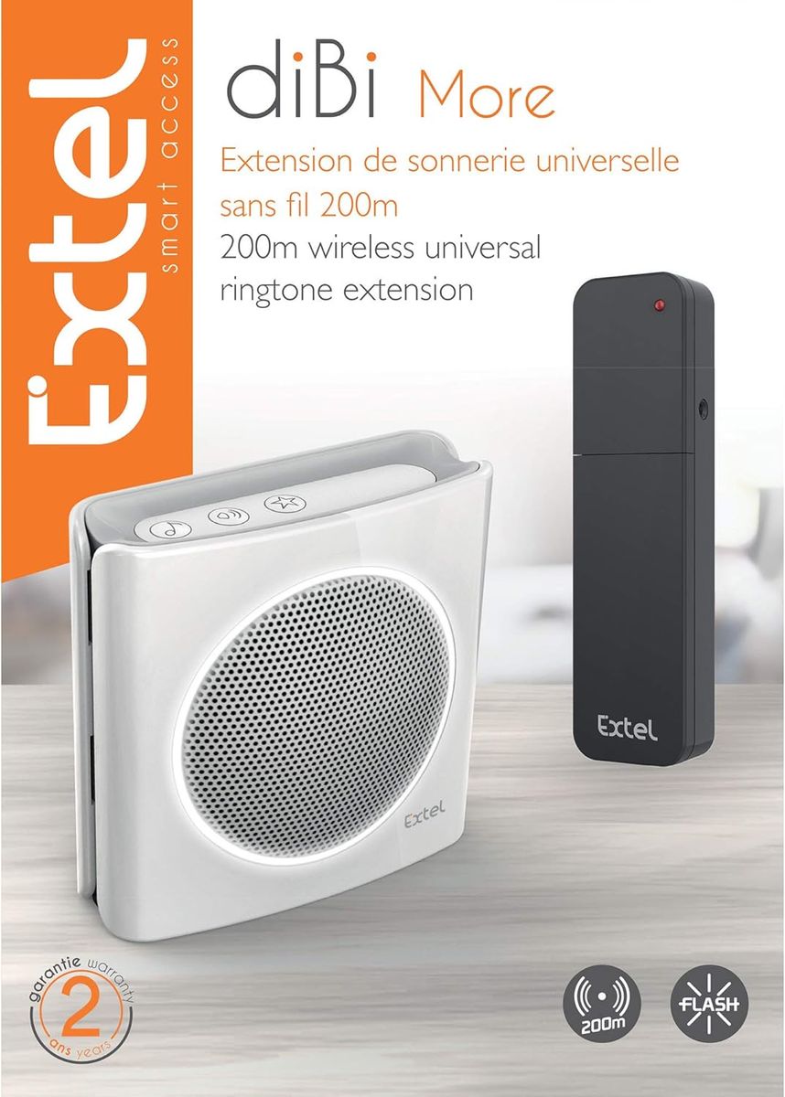 EXTEL diBi More, Universal Funk Klingelerweiterung, bis zu 200 m Reichweite, erweiterbar, Info bei schwachem Akku, lautloser Modus, individualisierbarer Klingelton, 6 Klingeltöne EXTEL diBi More, Universal Funk Klingelerweiterung, bis zu 200 m Reichweite, erweiterbar, Info bei schwachem Akku, lautloser Modus, individualisierbarer Klingelton, 6 Klingeltöne