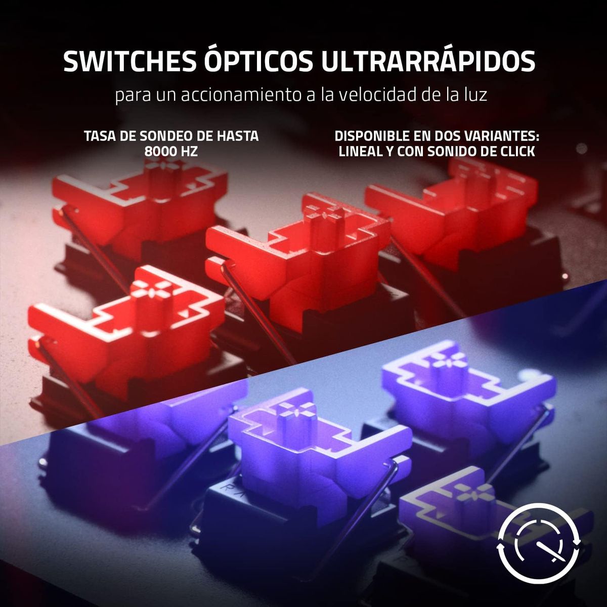 Razer Huntsman V2 (Purple Switch) - Praktisch latenzfreie optische Gaming-Tastatur (Handballenauflage, Controller, 4 Medientasten, Doubleshot PBT-Tastenkappen Schwarz - (ESP Layout - QWERTY)