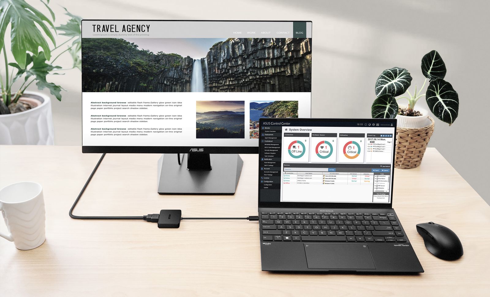 ASUS 90XB0820-BDS000 USB-C Mini Dock, kabelgebunden, USB 3.2 Gen 2 Type-C, HDMI 4K 3840x2160, USB PD 100W, 10 Gbit/s, Schwarz