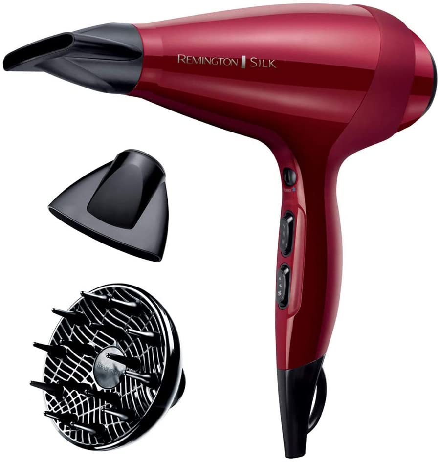 Remington AC9096 Professional Silk Hair Dryer, 2400 W, Silk Protein Infused Ceramic Inner Grid, Red