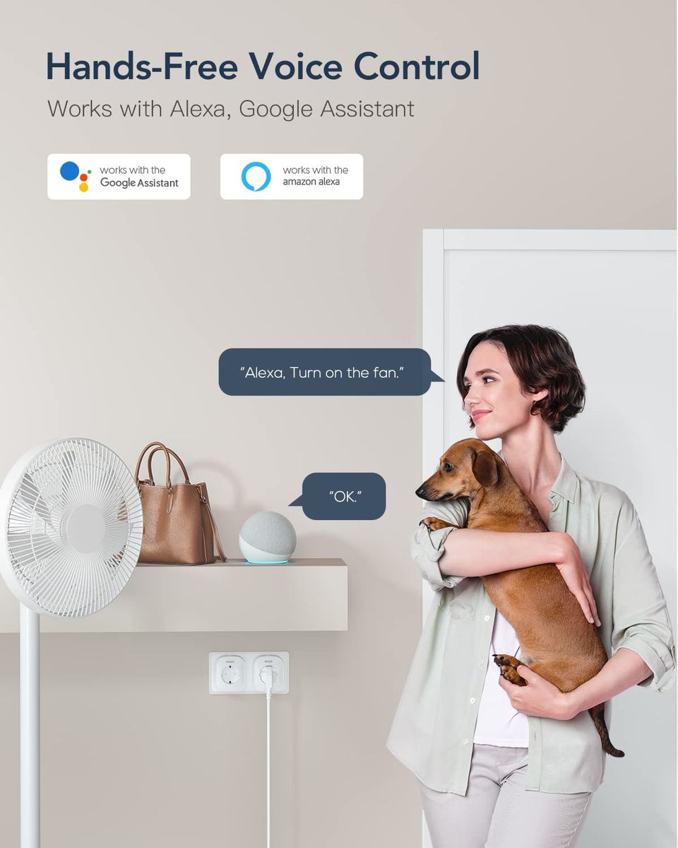 GNCC WLAN Steckdose mit Stromverbrauch, Alexa Steckdose 4er Pack, , Smart Steckdose Kompatibel mit Alexa & Google Home, Fernbedienung, Sprachsteuerung, 16A, Weiß
